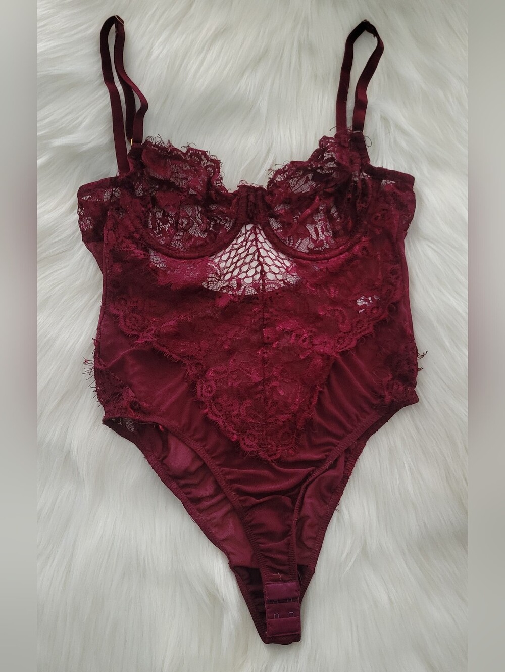 Burgundy Lingerie Bodysuit